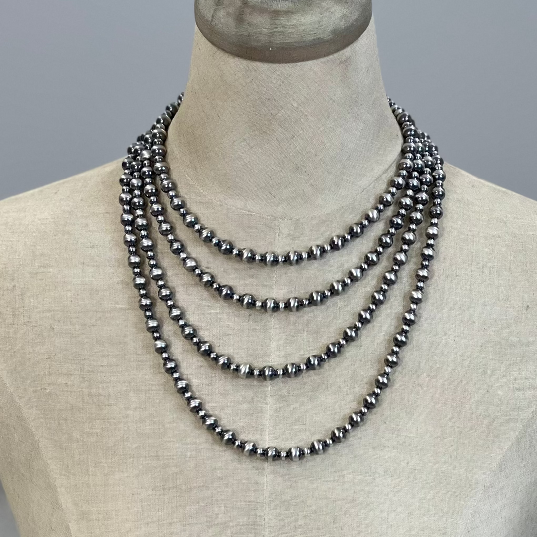 Sterling Silver Navajo Pearl Necklaces on mannequin