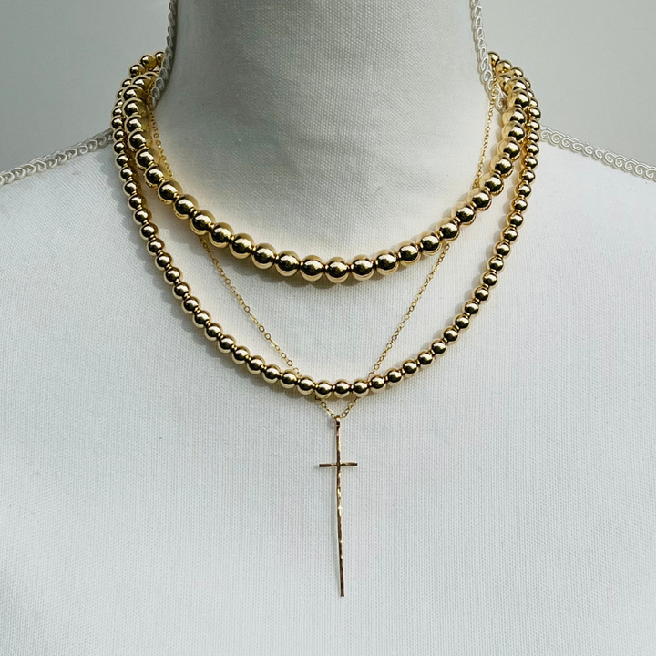 Stack #3 - Gold Necklaces and Delicate Cross
